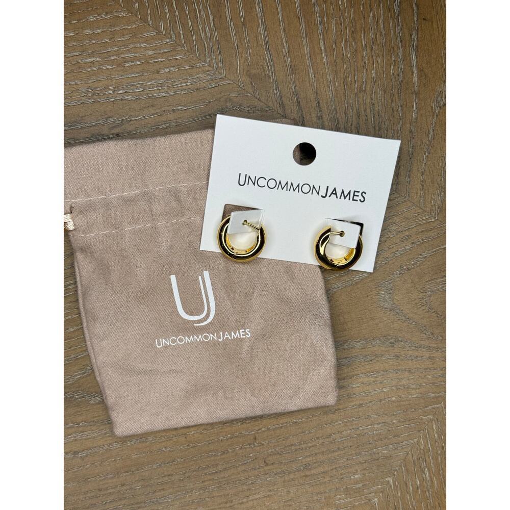 Uncommon James Gold Tone Chunky Hoop Earrings Minimalist Classic - Picture 3 of 4